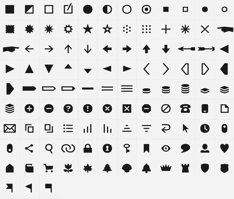 ellos typographic black glyphs
